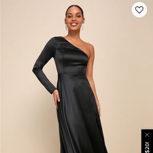 Lulu's Black One-Shoulder Maxi Dress